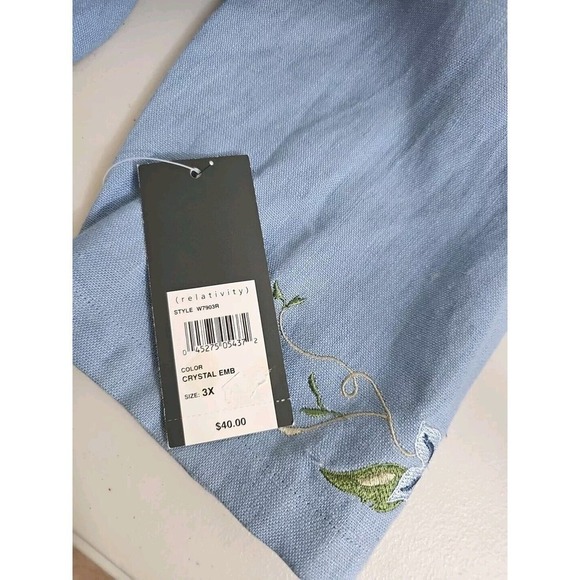 Relativity ~Woman Plus Size 3X~ Crystal Embroidered Linen Jacket Button Down NWT - Picture 8 of 10
